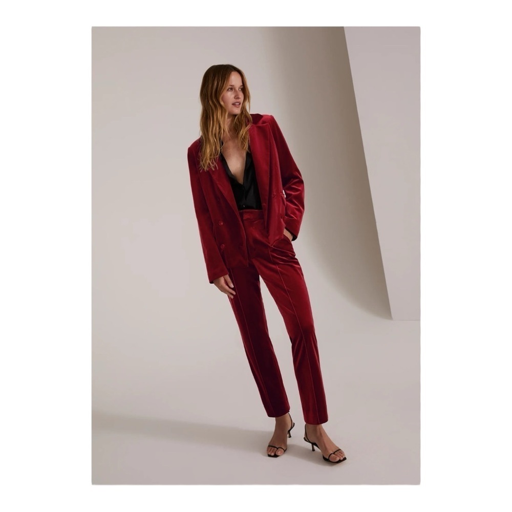 FAVORITE DAUGHTER Amore Velvet Blazer in Maroon NWT - Picture 1 of 11